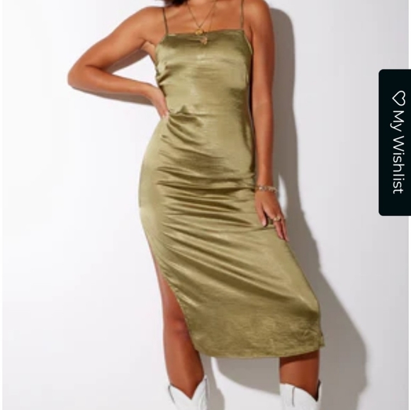 Motel Rocks Dresses & Skirts - Olive Satin Midi Dress